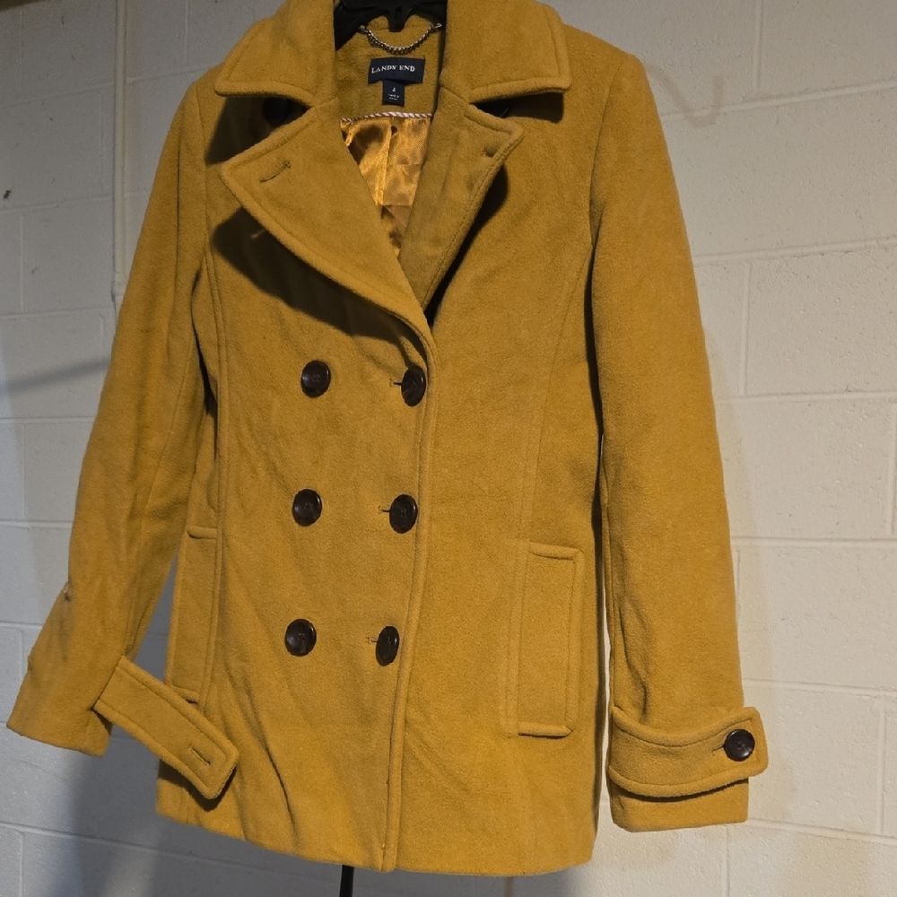 Lands' End Mustard Pea Coat
